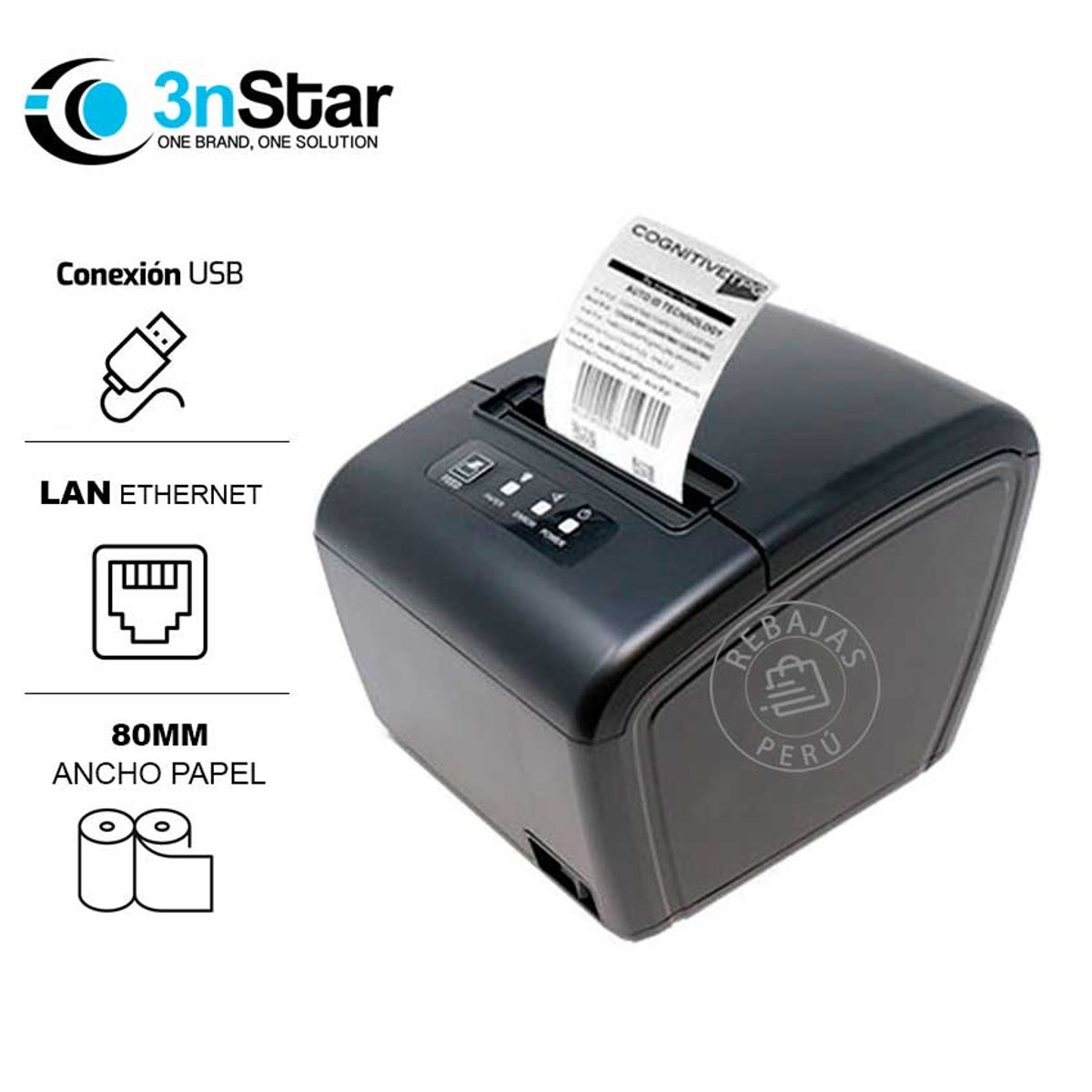 3NSTAR - Impresora Térmica 3nStar RPT006S 80mm USB LAN Corte Automático