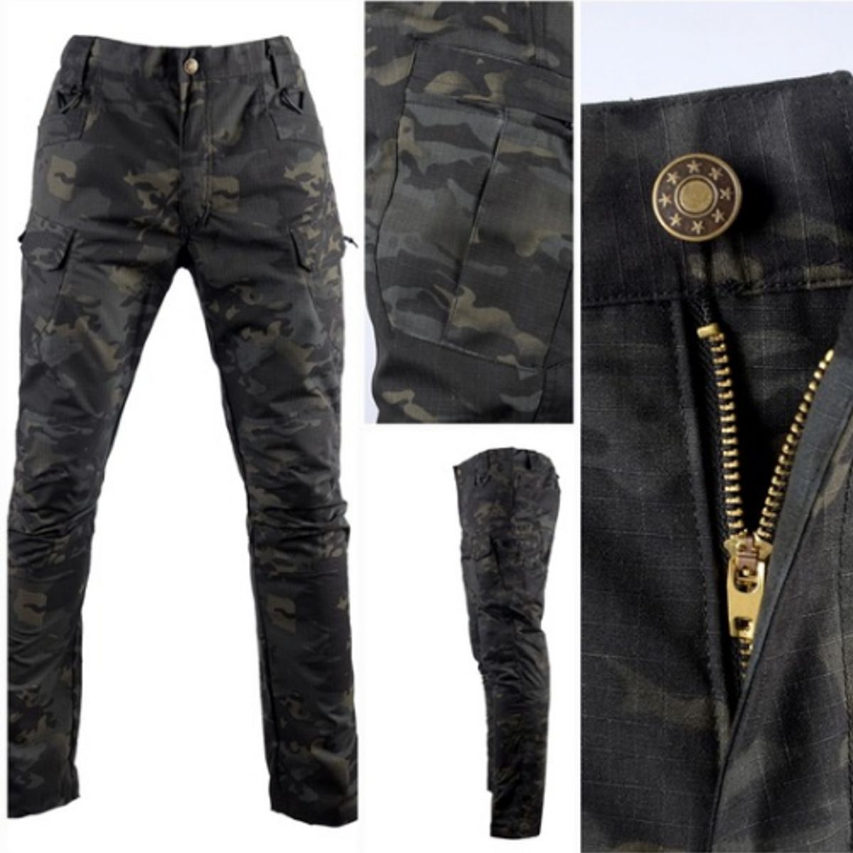 GENERICO - Pantalón Impermeable Camuflado Negro