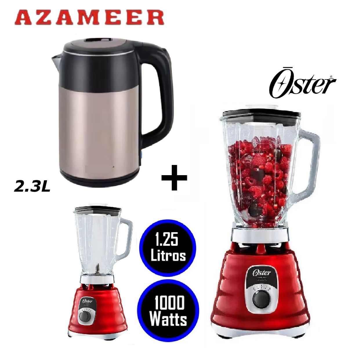 OSTER - Combo Licuadora Oster Clasica 3V BLST4126R - Hervidor 2-3LP