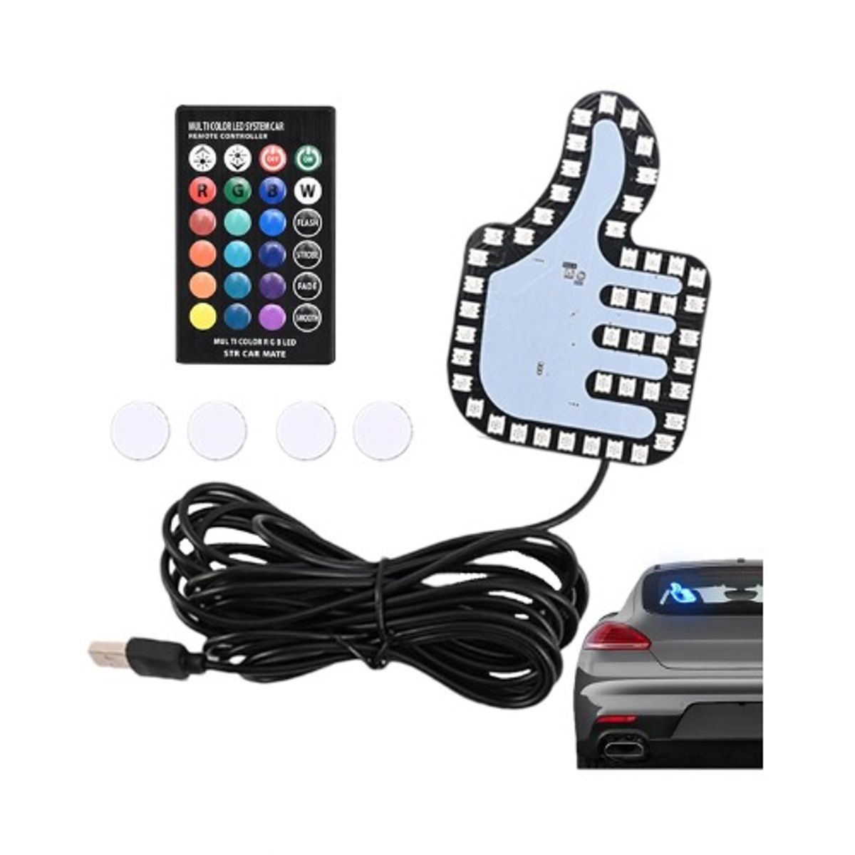 GENERICO - LUZ PARA EL PARABRISAS MODELO PULGAR UNIVERSAL RGB CONTROL