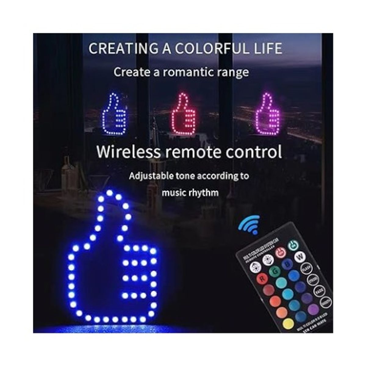 GENERICO - LUZ PARA EL PARABRISAS MODELO PULGAR UNIVERSAL RGB CONTROL