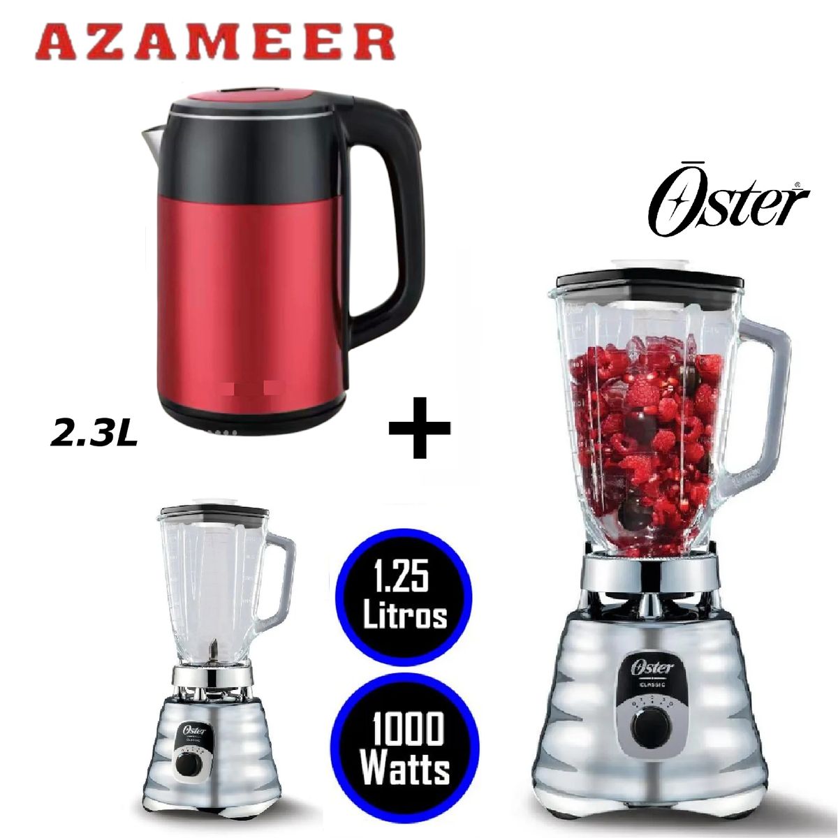 OSTER - Combo Licuadora Oster Clasica 3V BLST4655 - Hervidor 2-3LR