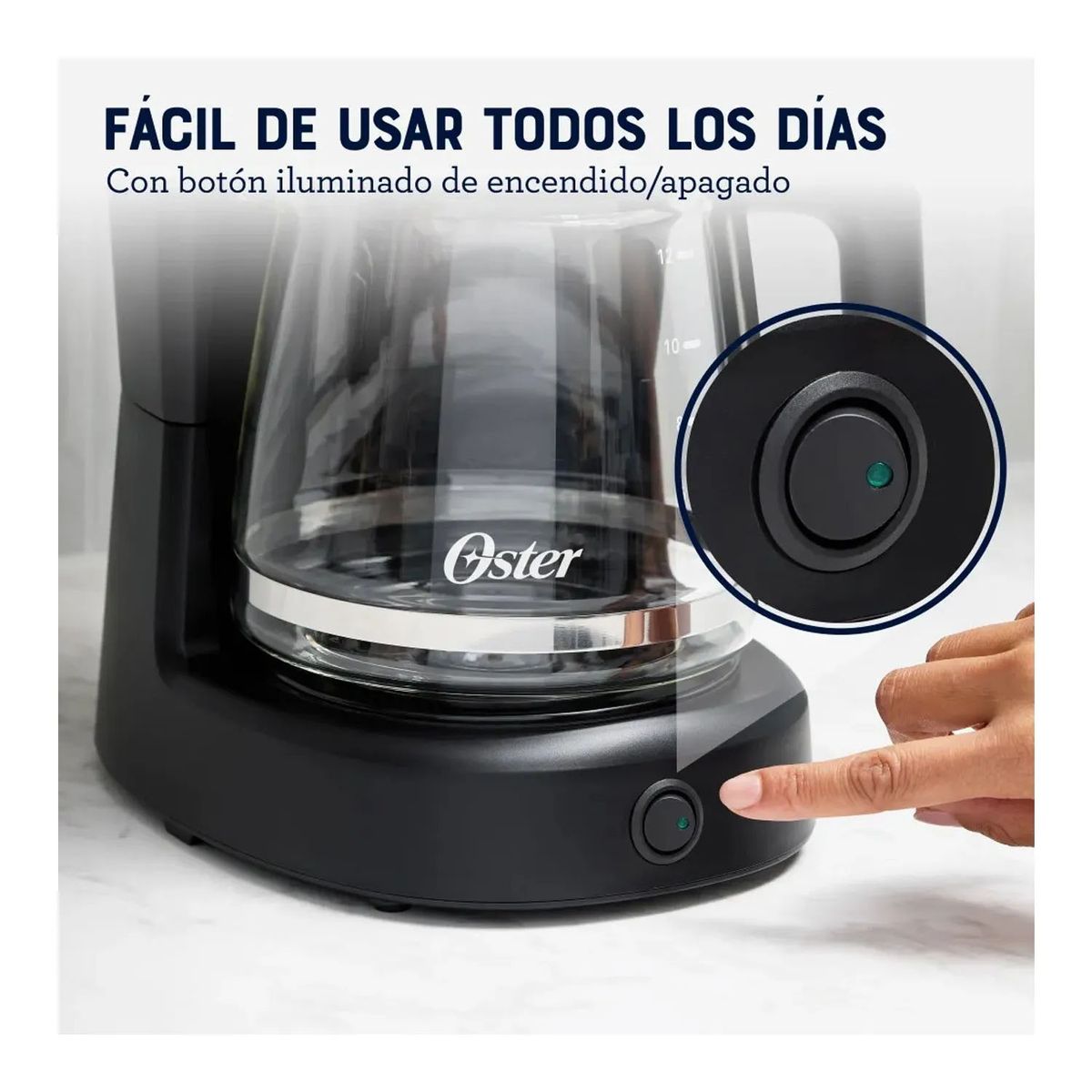 OSTER - Cafetera Oster 12 Tazas de Filtro reutilizable BVSTDCS121B