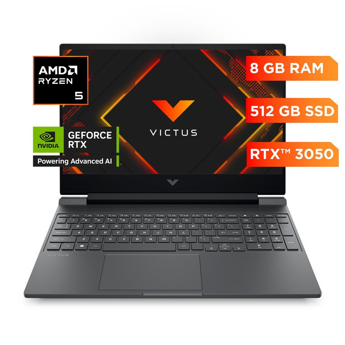 HP - Laptop HP Victus 15-fb3009la AMD Ryzen 5 8GB 512GB RTX3050