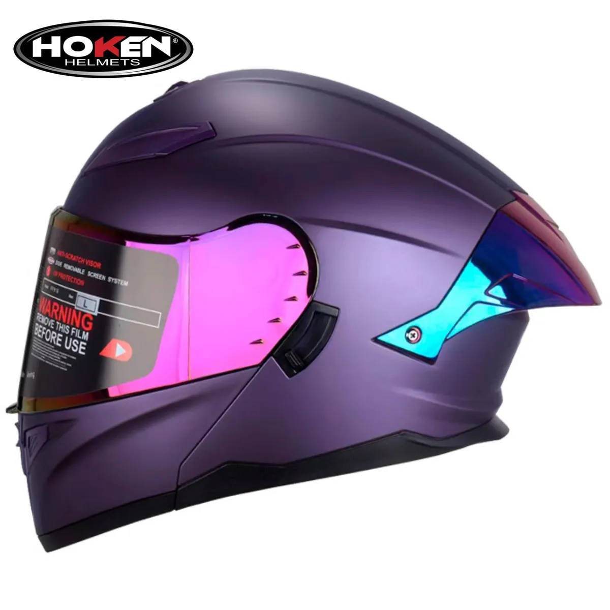 GENERICO - CASCO HOKEN ABATIBLE VIOLETA FF-916 MATE ¨ORIGINAL¨