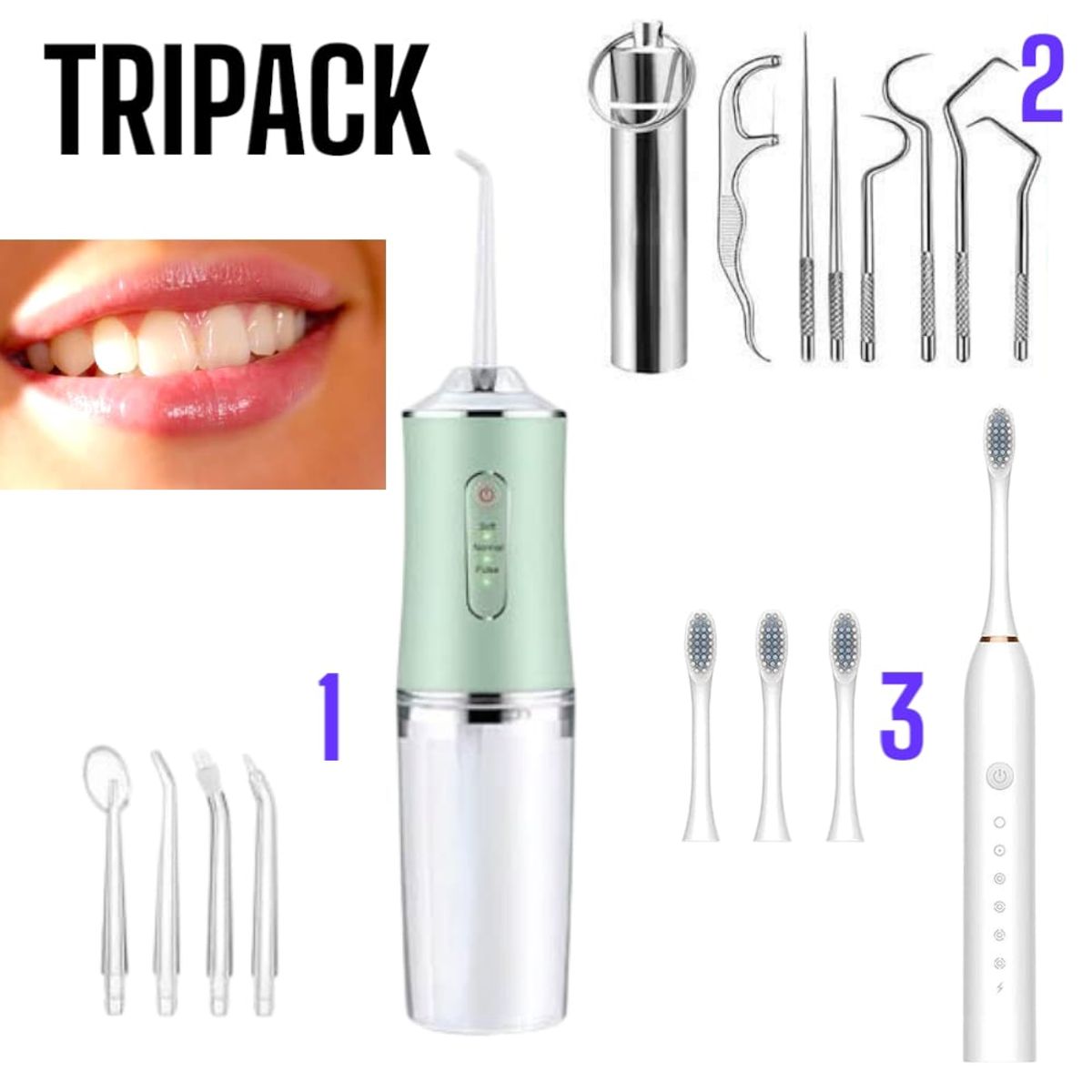 OEM - TRIPACK Irrigador Dental + Cepillo Electrico + Kit Limpieza
