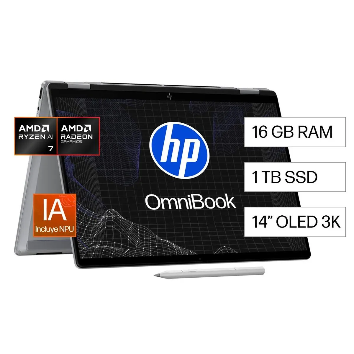 HP - Laptop HP OmniBook 14-fk0072la AMD Ryzen AI 7-350 16GB 1TB