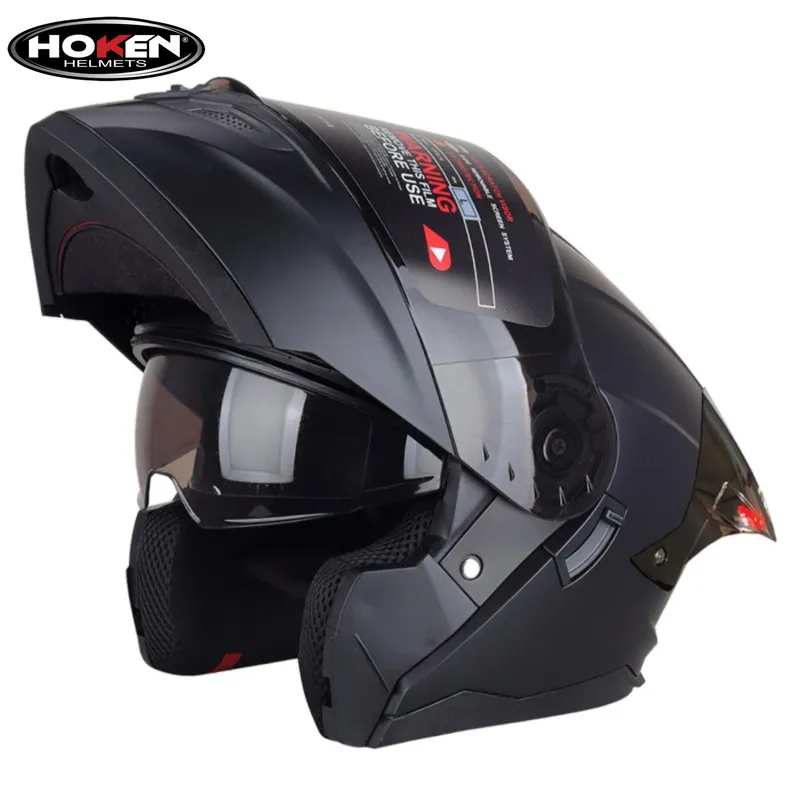 GENERICO - CASCO HOKEN HK3 FF-916 NEGRO MATE CON LUZ LED ¨ORIGINAL¨