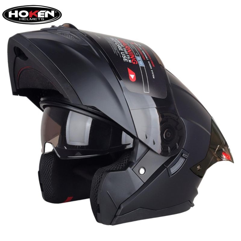 GENERICO - CASCO HOKEN HK3 FF-916 NEGRO MATE CON LUZ LED ¨ORIGINAL¨