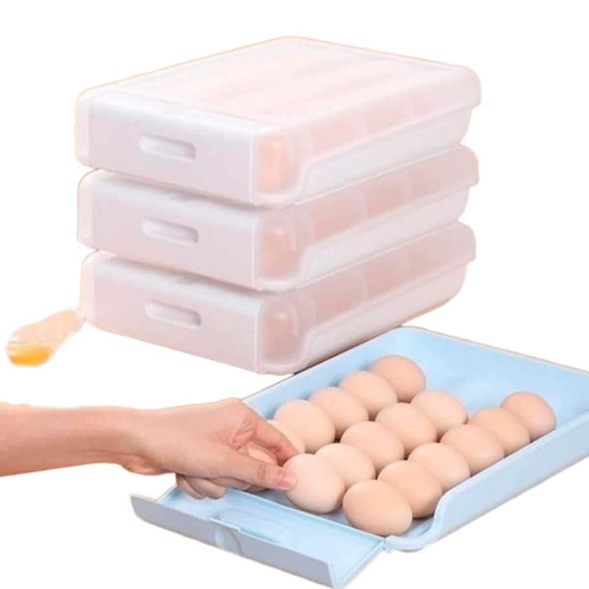 GENERICO - Set de 3 Organizadores de Huevos – Prácticos y Apilables