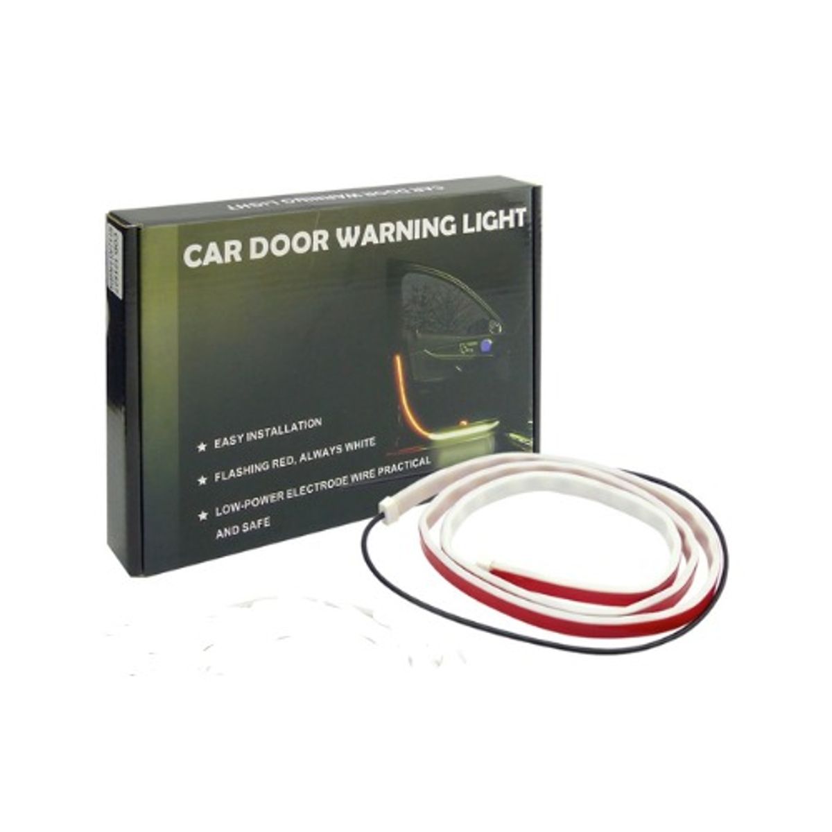 GENERICO - TIRA LED DE PUERTA 120CM BLANCO + ROJO RUNING + FLASH 12V