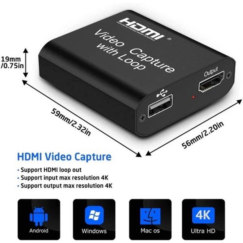 OEM - Tarjeta Capturador de Vídeo HDMI Juegos en Vivo PS4 Nintendo Switch