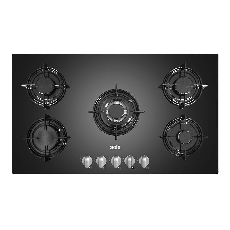 SOLE - Cocina Empotrable a Gas 5 Hornillas Negro Sole SOLCO033