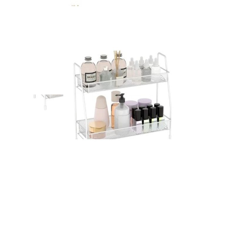 GENERICO - Organizador multiusos  doble estante para baño y cocina, color blanco