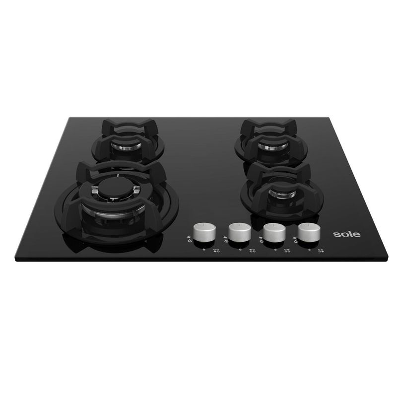 SOLE - Cocina Empotrable A Gas 4 Hornillas 60Cm Negro Sole SOLCO034