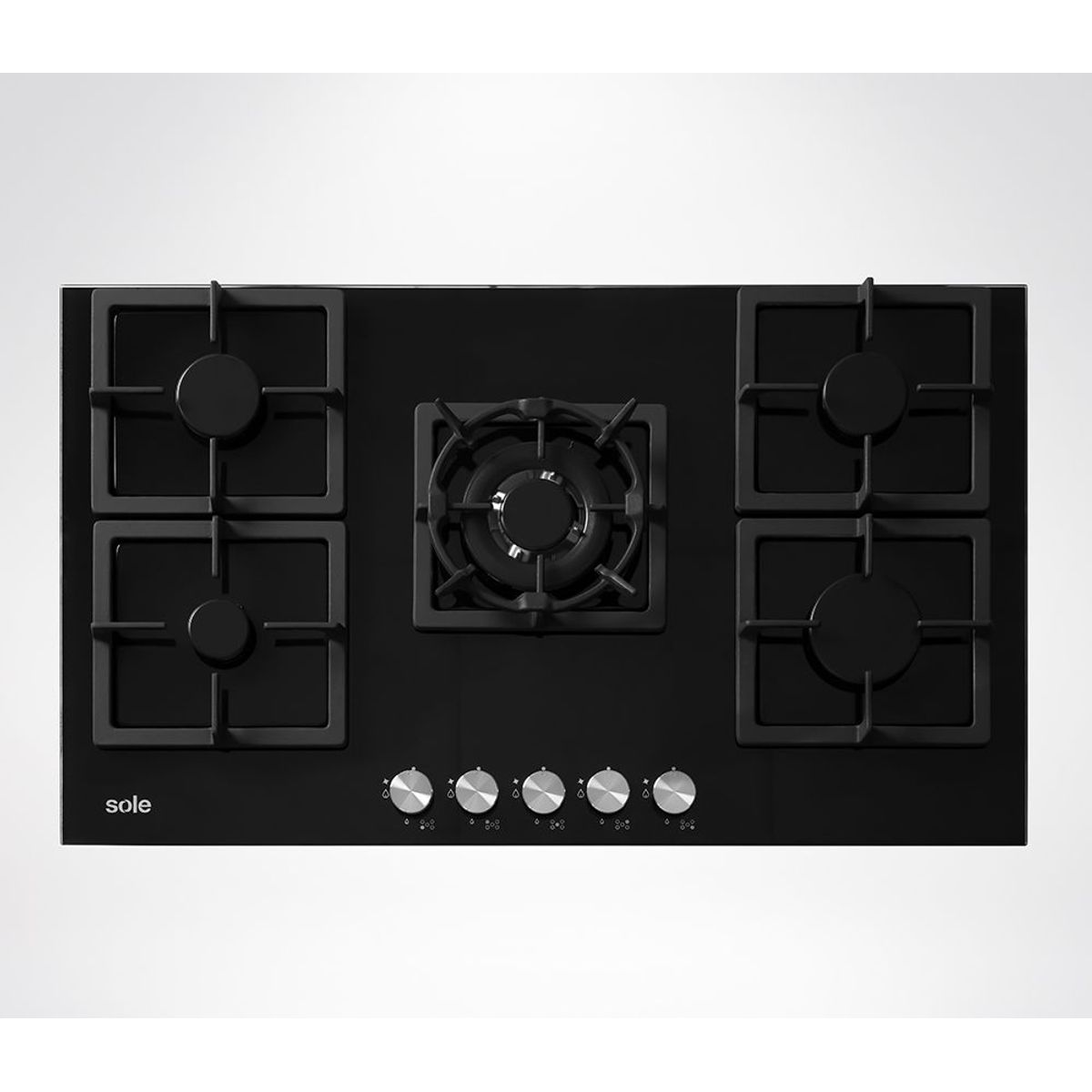 SOLE - Cocina Encimera 86cm Vidrio Templado 86cm Negra Sole SOLCO041