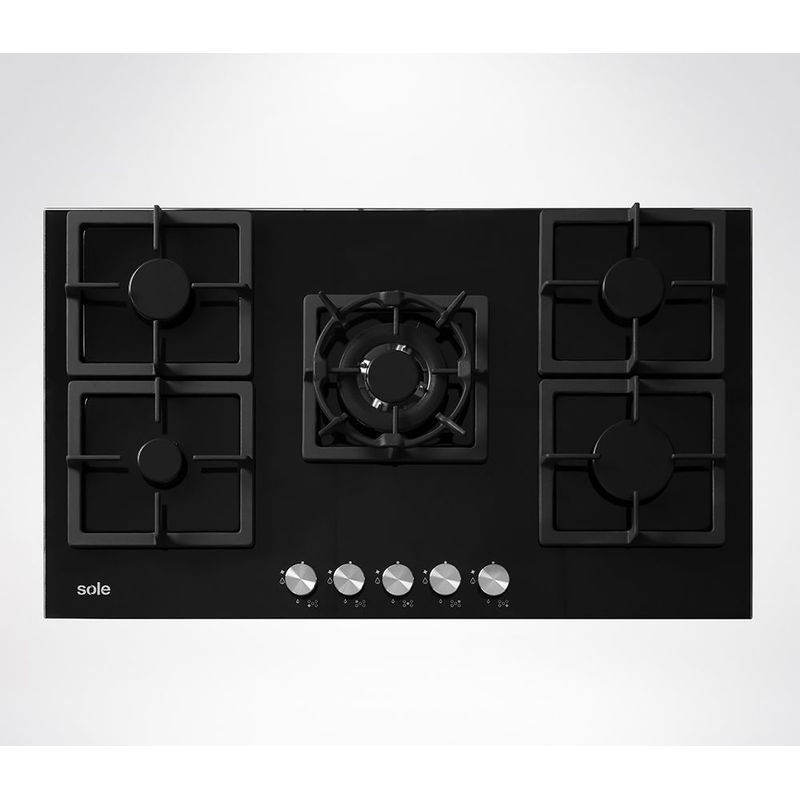 SOLE - Cocina Encimera 86cm Vidrio Templado 86cm Negra Sole SOLCO041