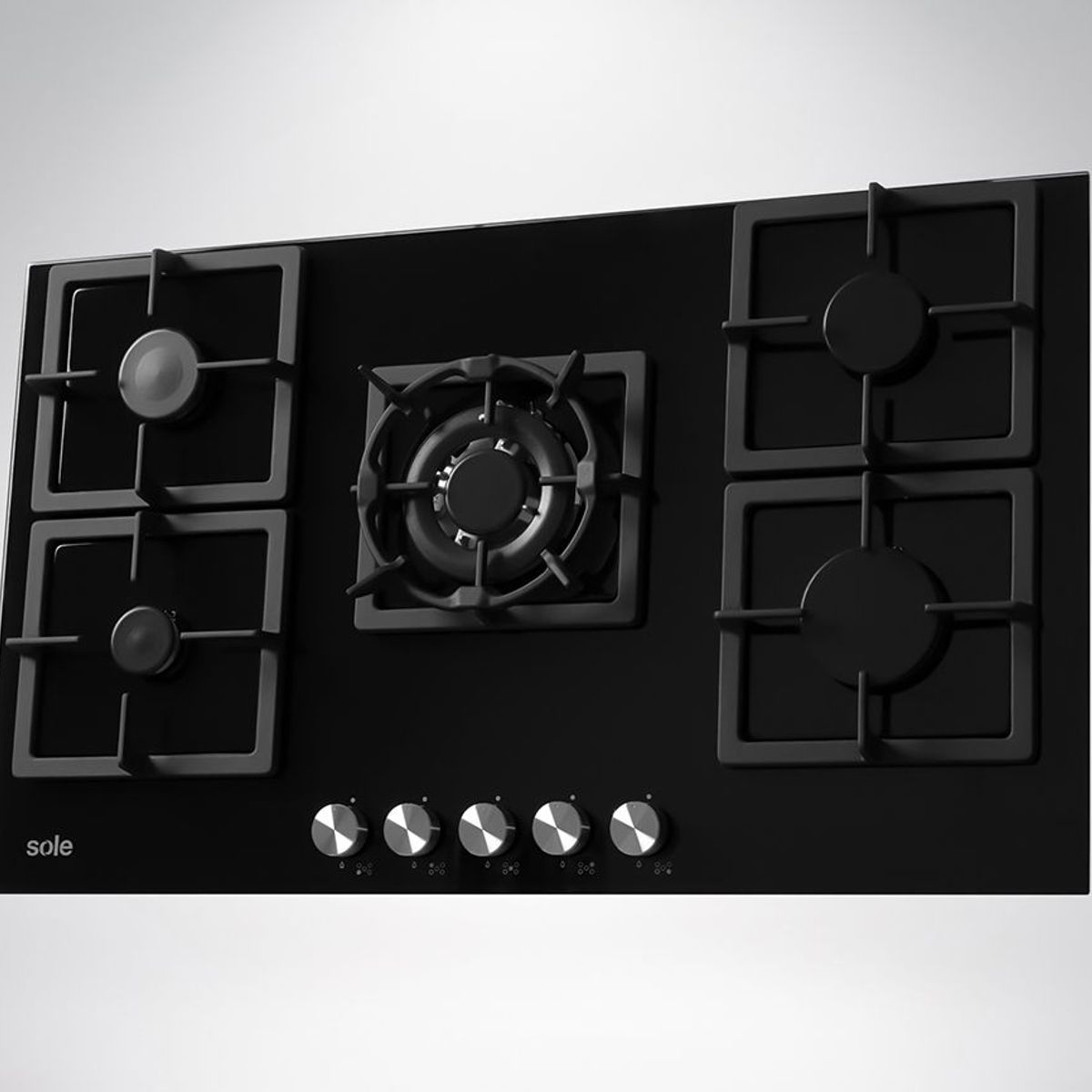 SOLE - Cocina Encimera 86cm Vidrio Templado 86cm Negra Sole SOLCO041