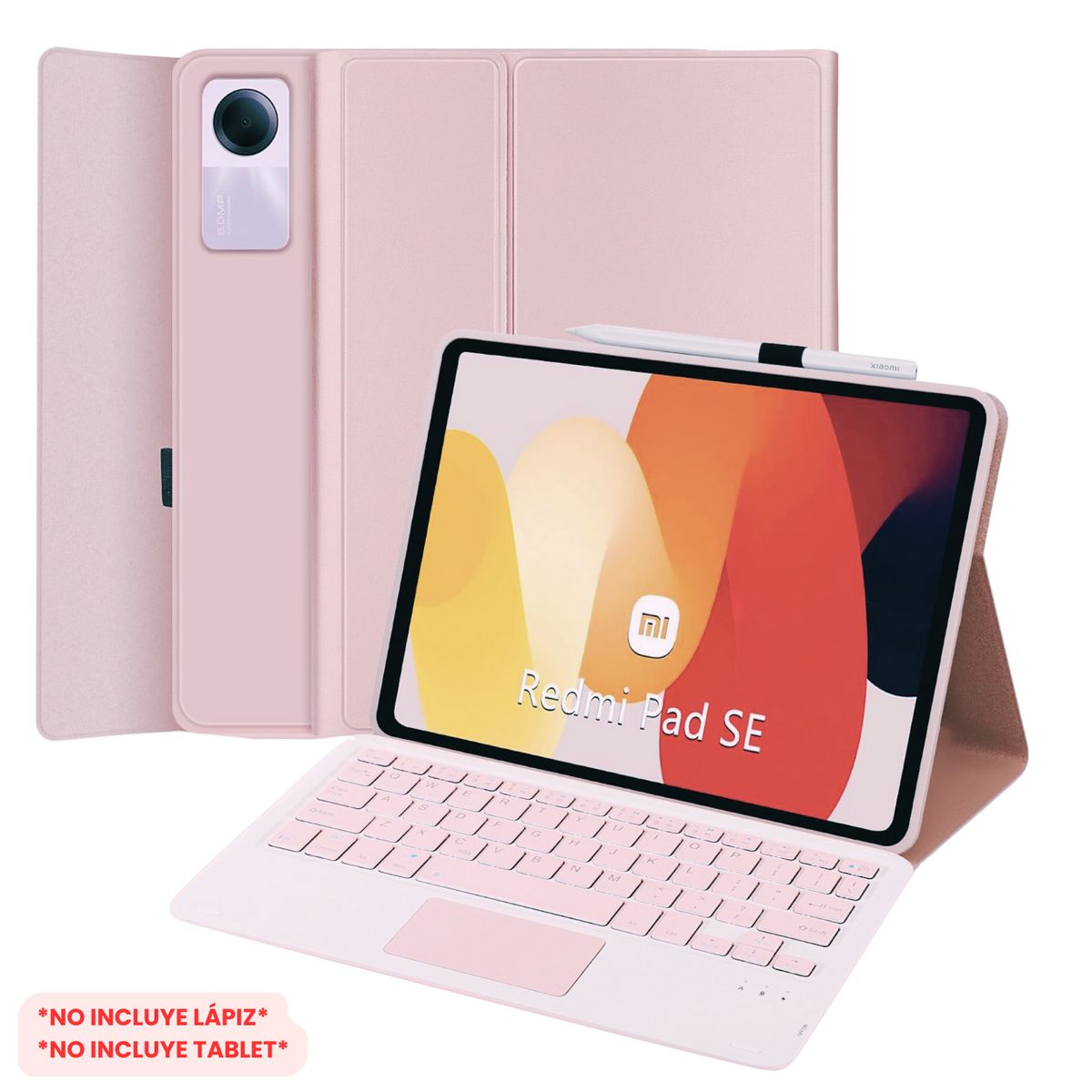 GENERICO - Funda Con Teclado Bluetooth Touchpad para Redmi PAD SE 11"  - ROSADO