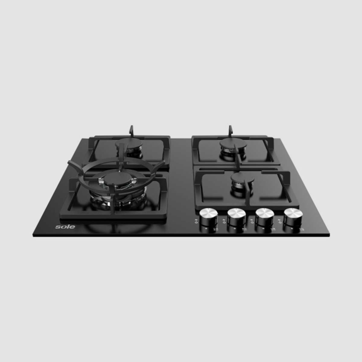 SOLE - Encimera Empotrable 4 Quemadores Vidrio Templado Negro Sole SOLCO040