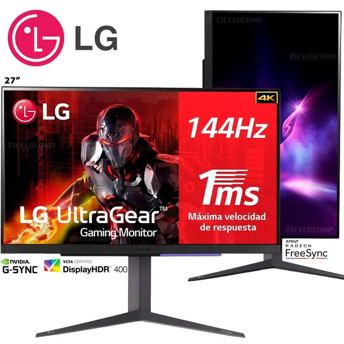 LG - Monitor LG UltraGear 27 27GR93U-B IPS 4K UHD 144Hz HDMI DisplayPort