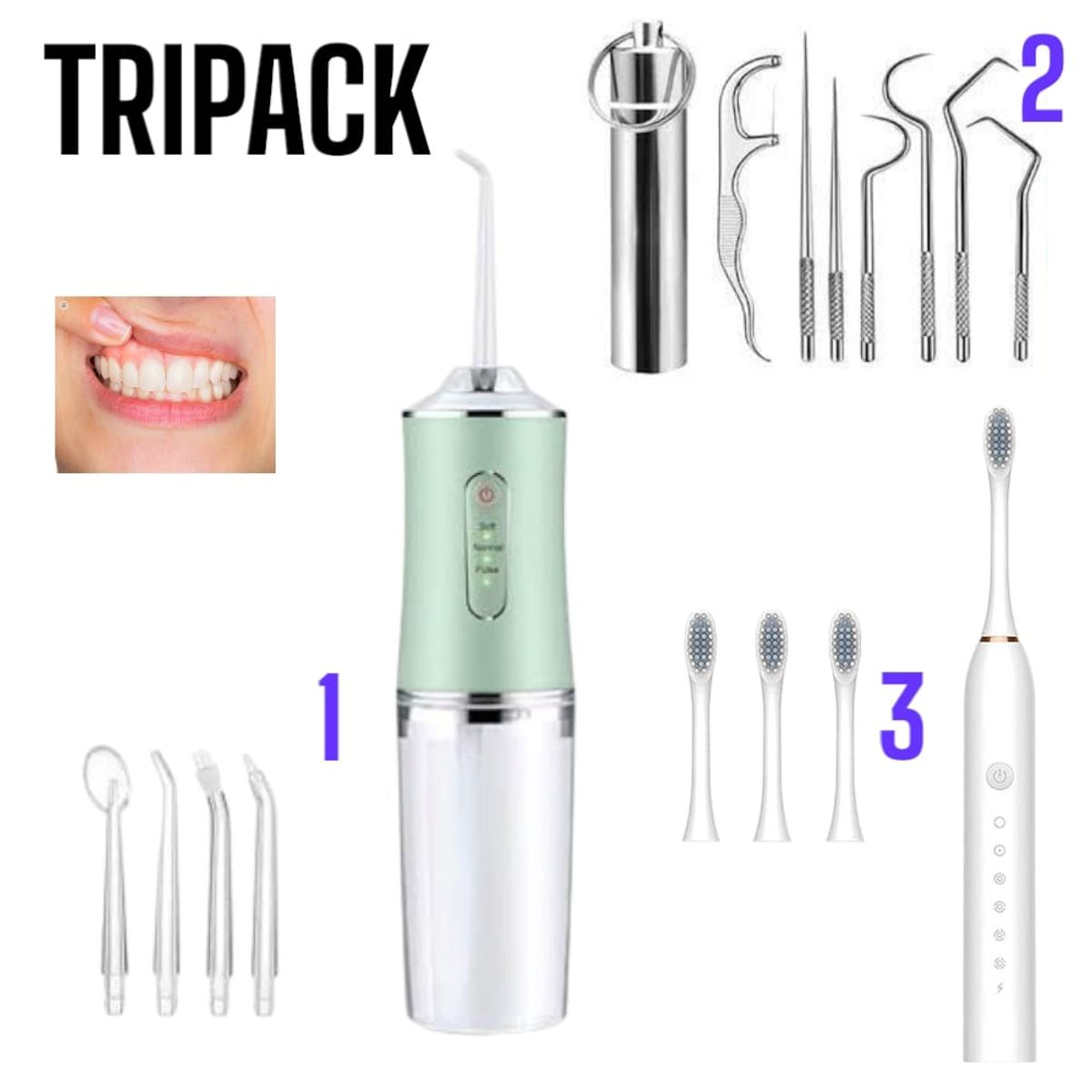 OEM - TRIPACK Irrigador Dental + Cepillo Electrico + Kit Limpieza