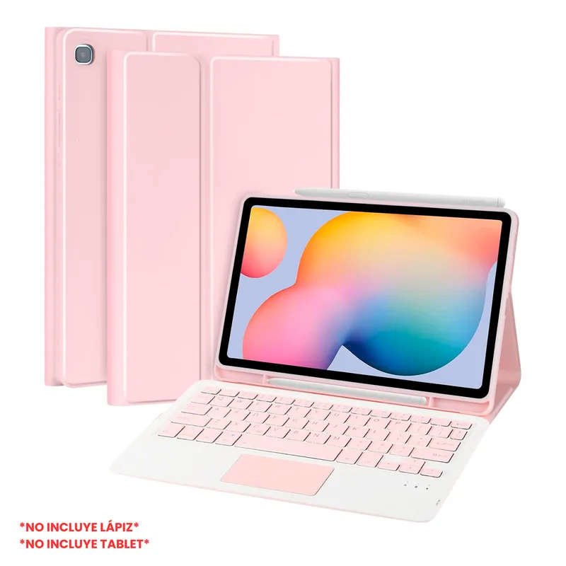 GENERICO - Funda Con Teclado Bluetooth Touchpad para Samsung S6 LITE 10.4 -ROSADO