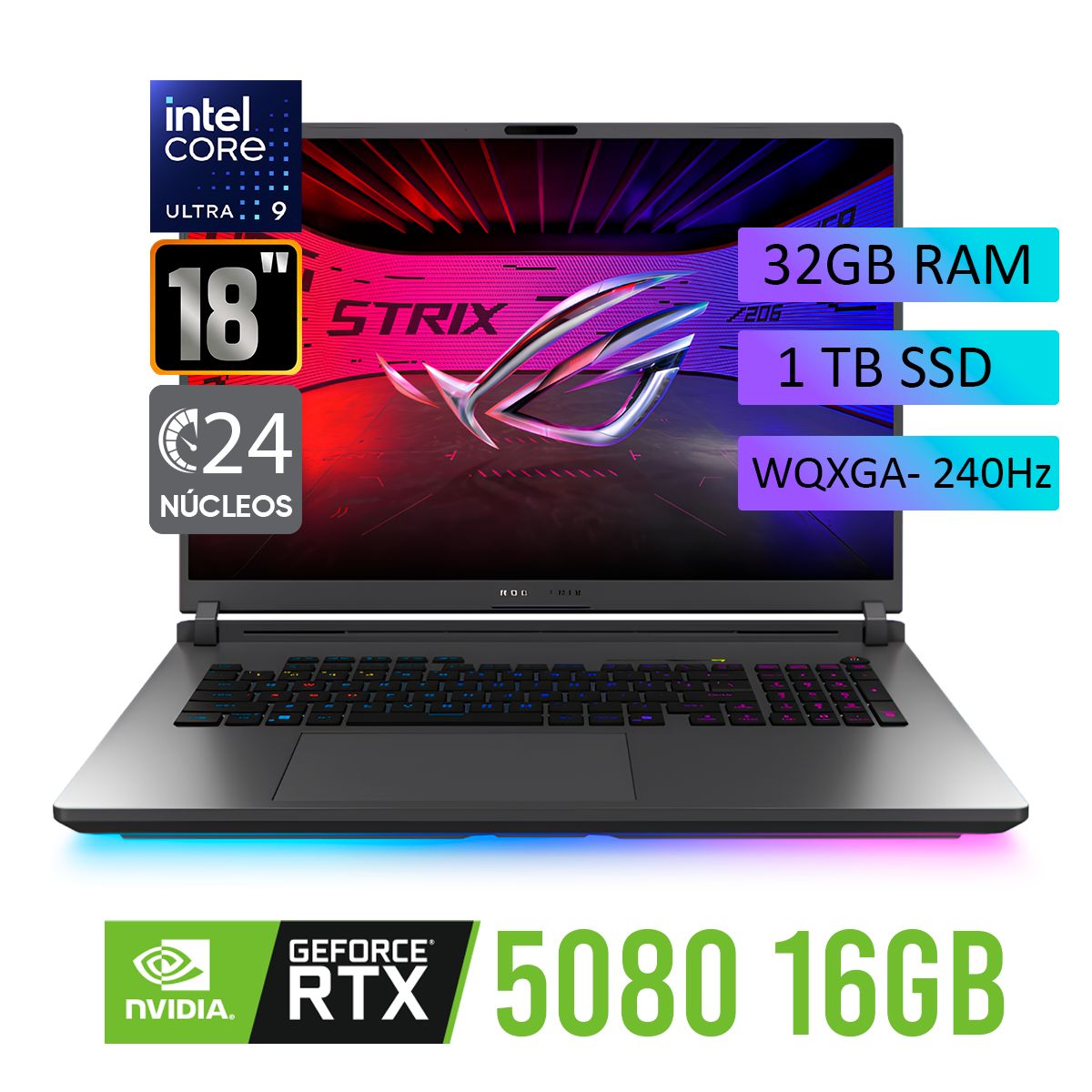 ASUS - Laptop ASUS ROG Strix G18 G815LW-S9181W Intel CU 9-275HX Ram 32GB SSD 1TB RTX5080 Win 11