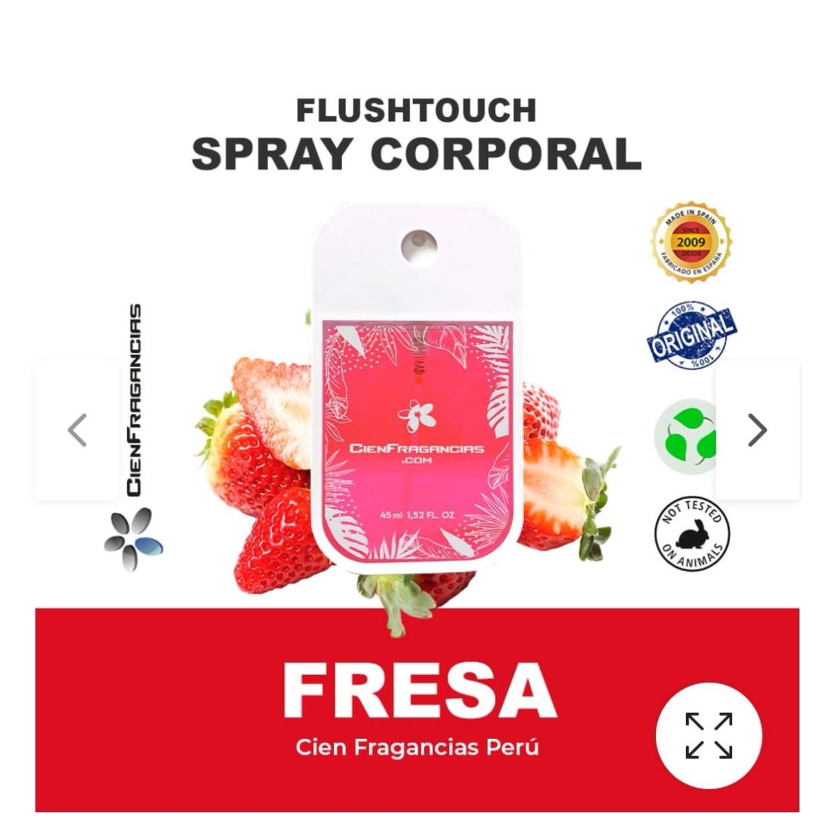 CIEN FRAGANCIAS - BODY MIST VEGAN FRESA GLAMOUR DULCE CIENFRAGANCIAS CIEN ESENCIAS 45 ML