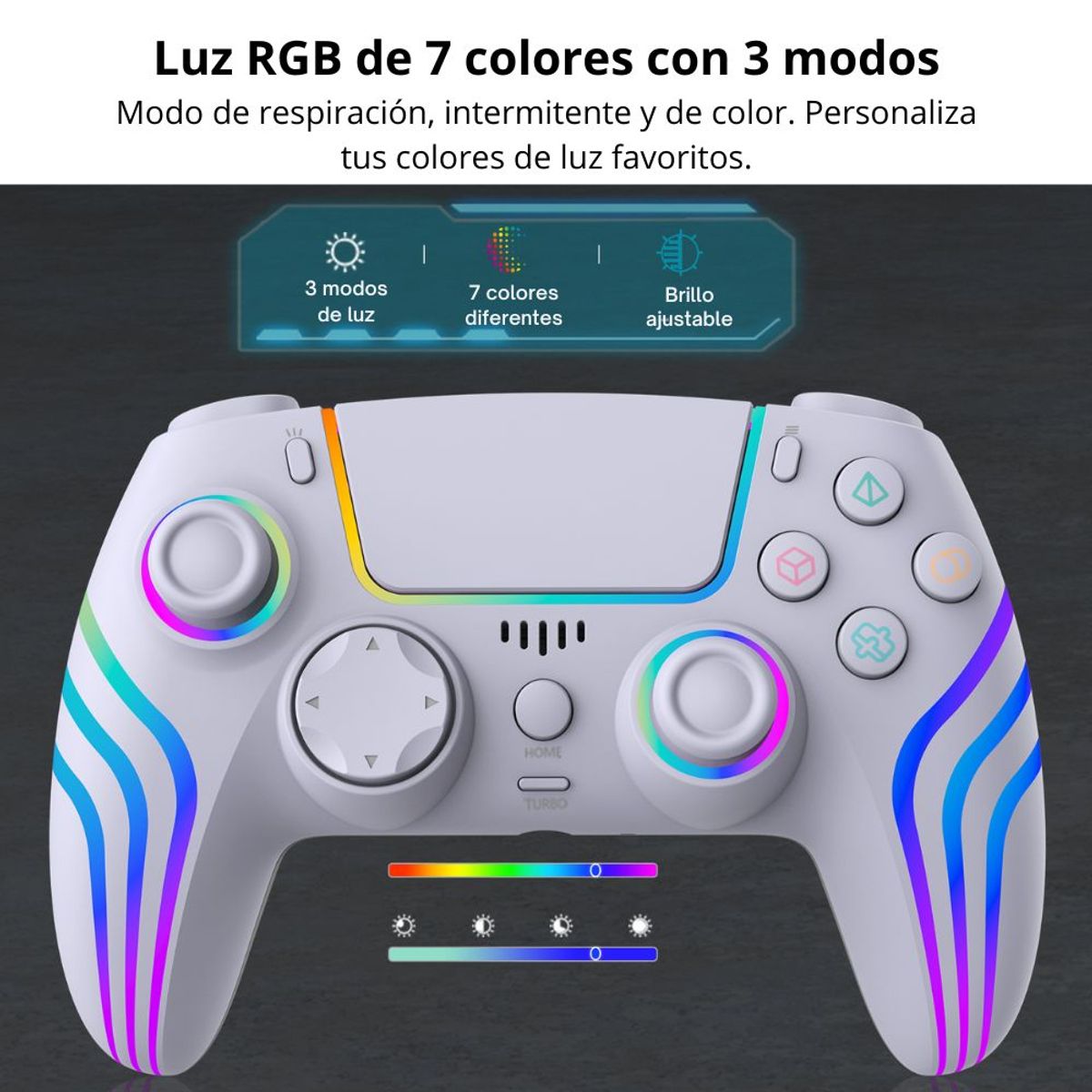GENERICO - Mando Inalámbrico para PS5 PS4 PC Luz RGB Sensor y Vibración 5003G B