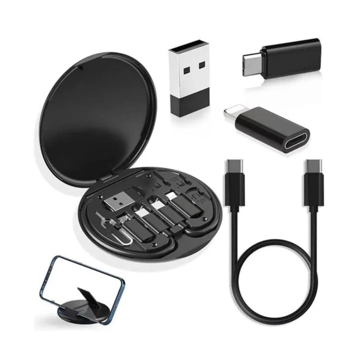 GENERICO - SET DE CABLES DATA MULTIFUNCION 60W NEGRO