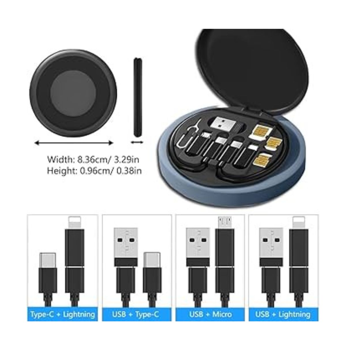 GENERICO - SET DE CABLES DATA MULTIFUNCION 60W NEGRO