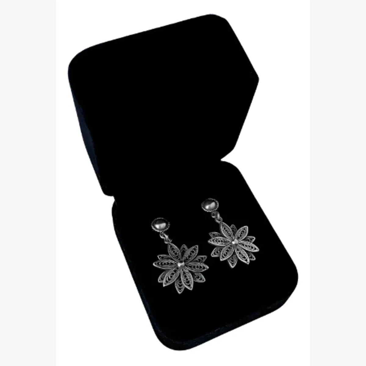 GENERICO - Aretes Mujer Filigrana Flor Regalo Novia Mamá Plata Quemada 950