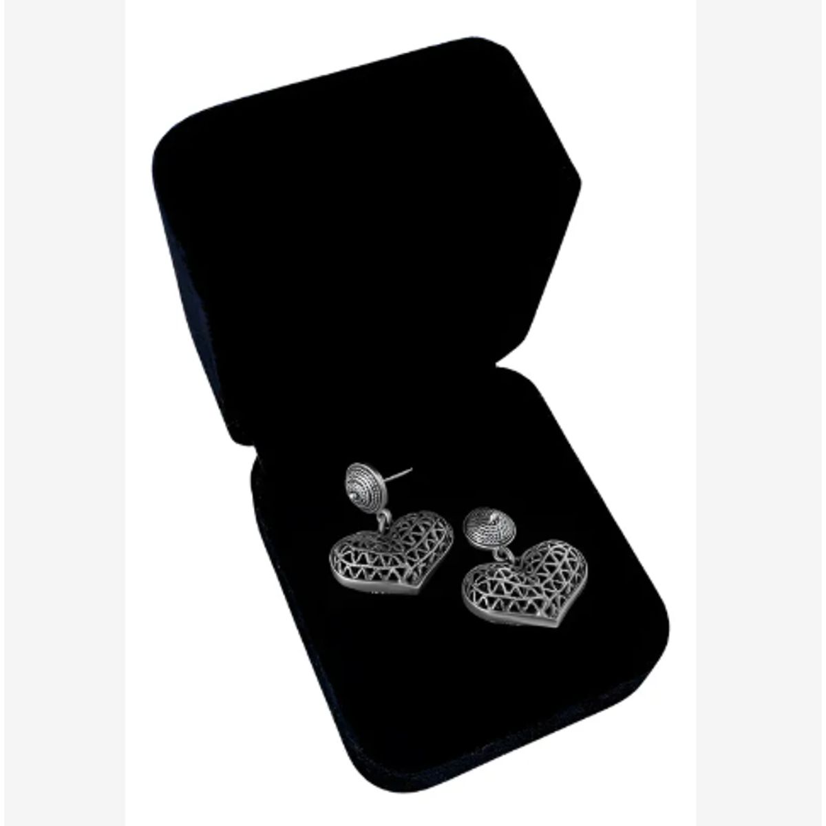 GENERICO - Aretes Mujer Filigrana Corazón Regalo Novia Mamá Plata quemada 950