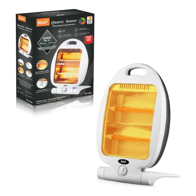 RAFF - Calefactor de Cuarzo RAF 800W Portátil con 2 Niveles de Calor