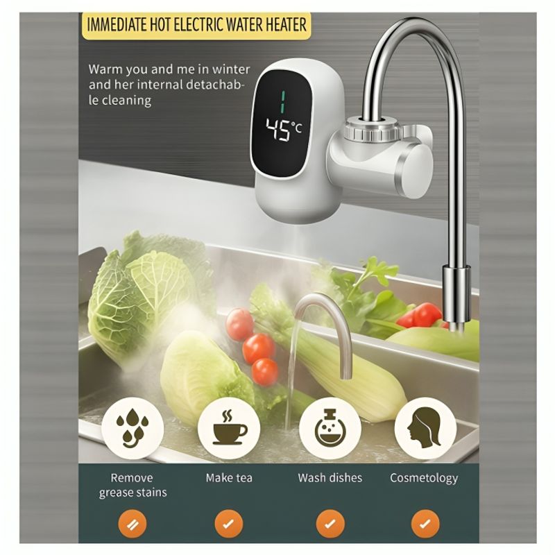 GENERICO - Calentador Agua Instantáneo Eléctrico Digital para Cocina Baño 3000 W