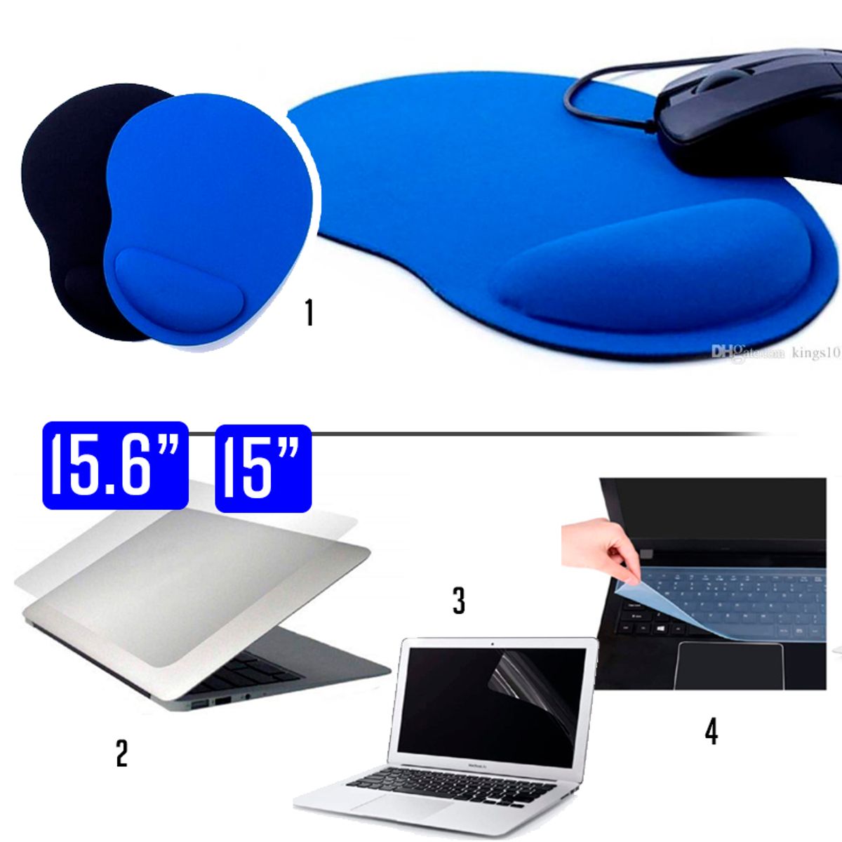 GENERICO - Mouse Pad para Escritorio Economico + Kit Protector para Laptop 3 En 1