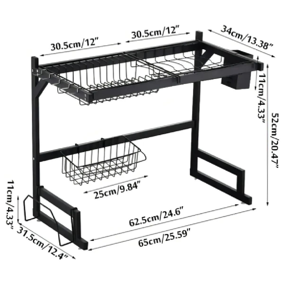 GENERICO - Escurridor Organizador de Platos de Cocina 65x52x32cm