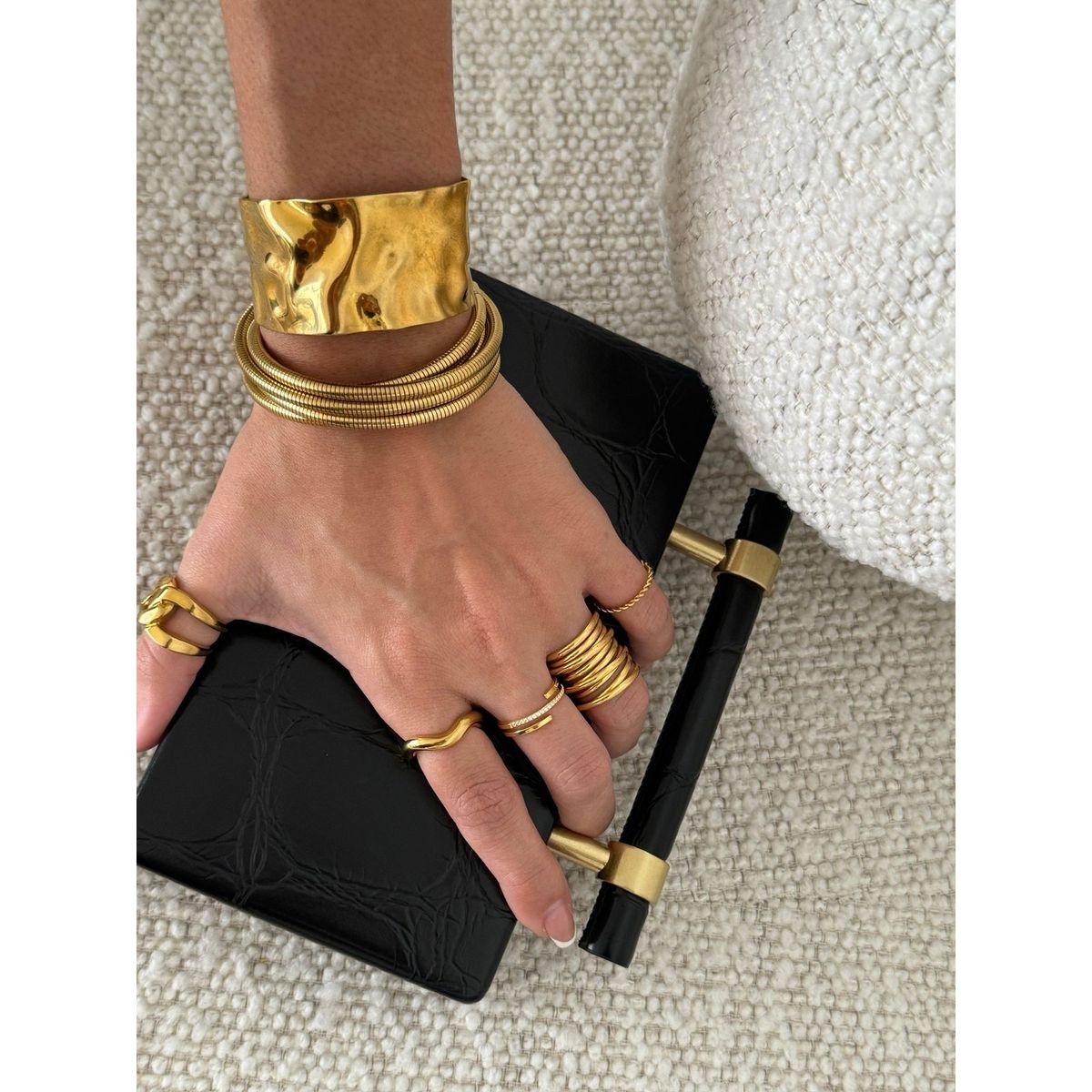 GENERICO - Nuevo brazalete abierto de Metal geométrico circular mujer -dorado