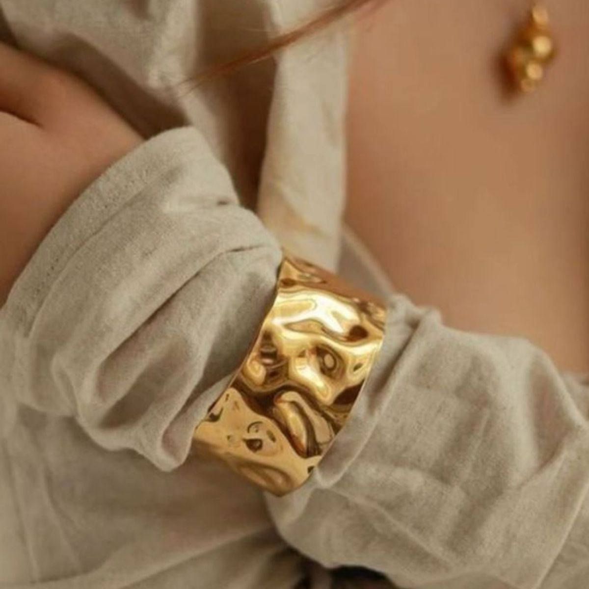 GENERICO - Nuevo brazalete abierto de Metal geométrico circular mujer -dorado