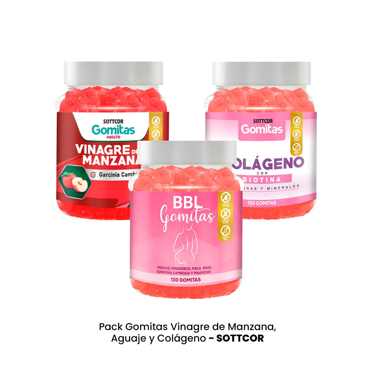 GENERICO - Pack Gomitas Sottcor Vinagre - Aguaje - Colageno