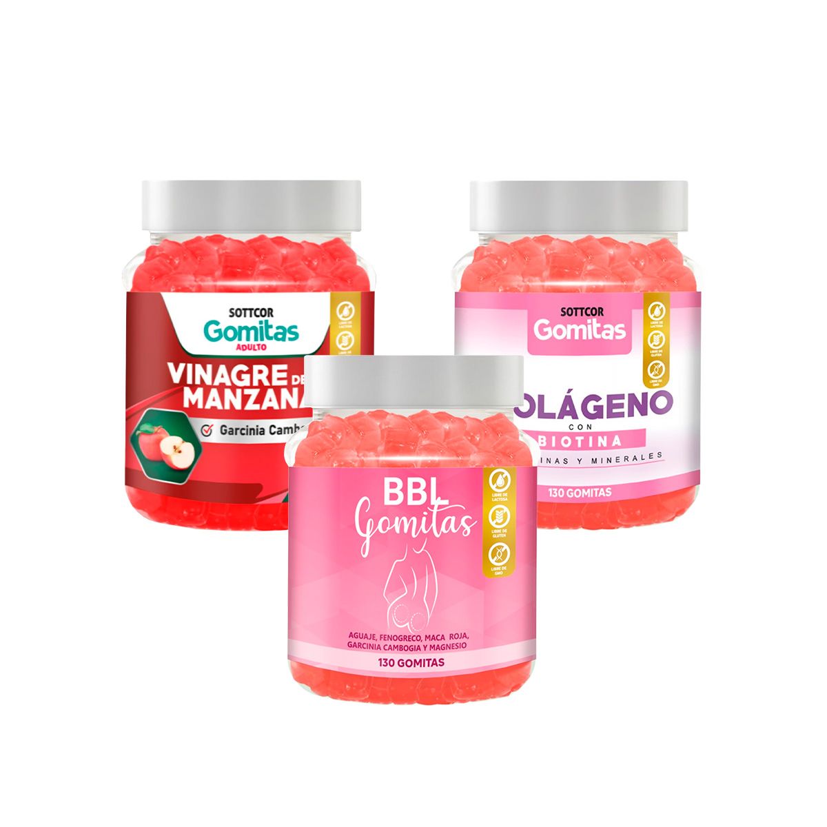 GENERICO - Pack Gomitas Sottcor Vinagre - Aguaje - Colageno