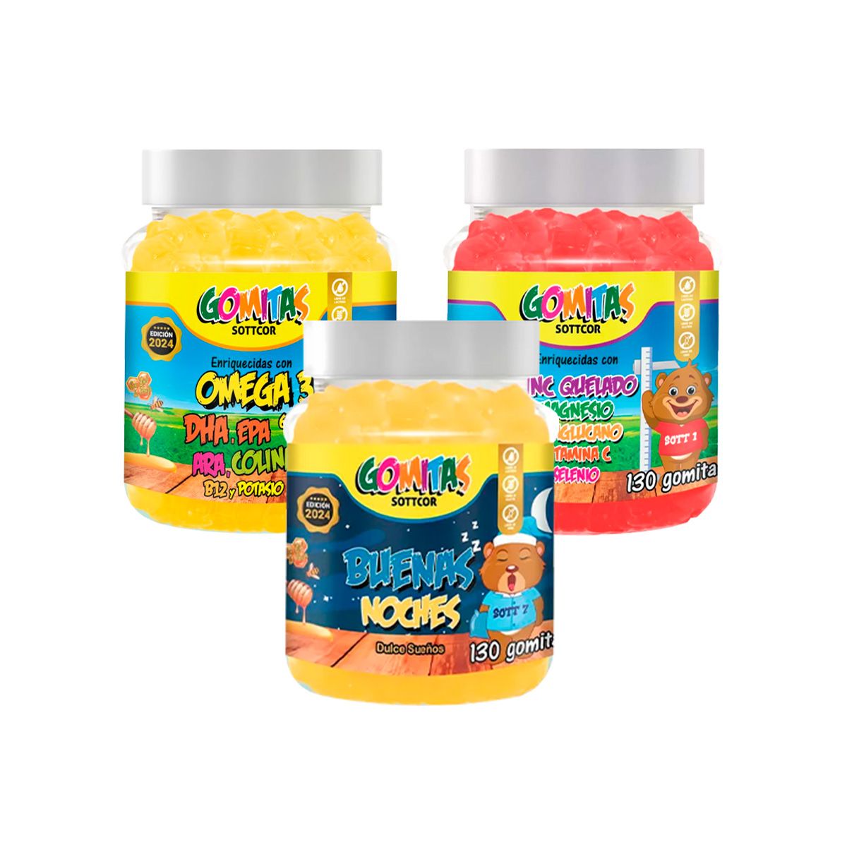 GENERICO - Combo Gomitas Buenas Noches + Zinc Quelado + Omega SOTTCOR NIÑOS