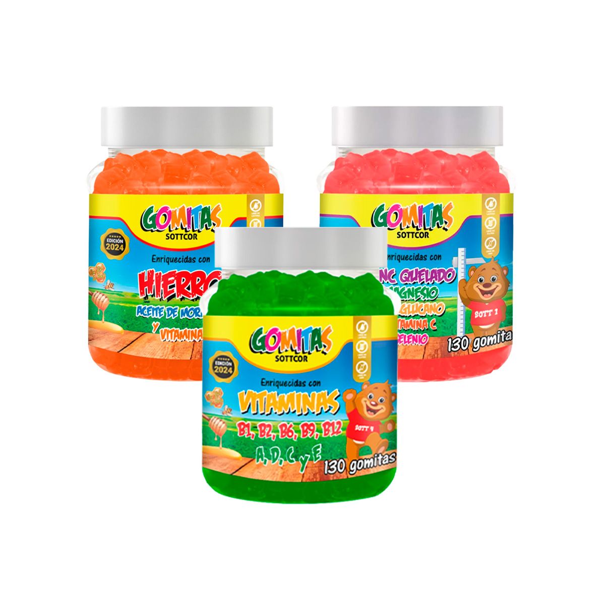 GENERICO - Pack Gomitas Zinc Quelado + Hierro + Multivitaminas SOTTCOR NIÑOS