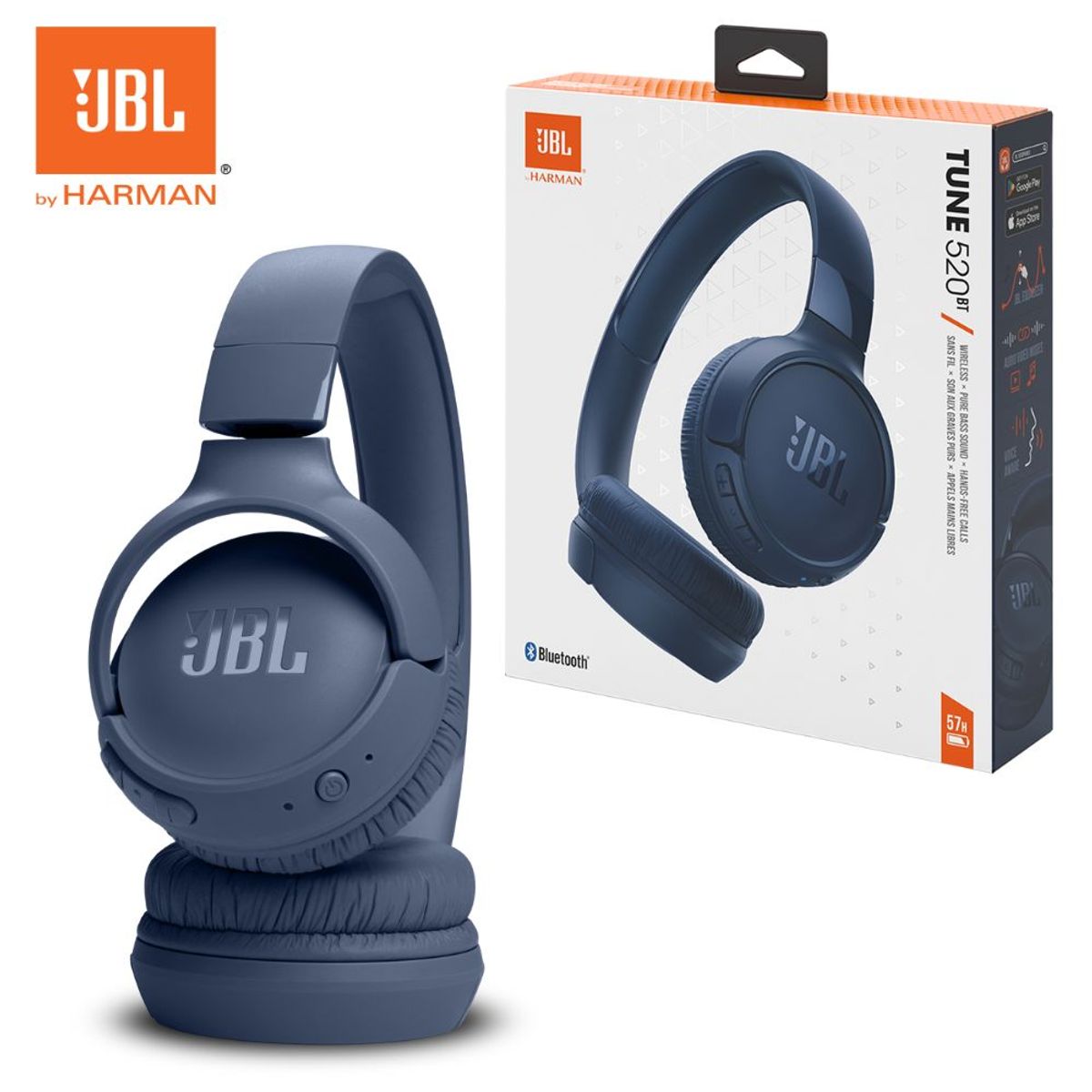 JBL - Audífonos JBL Tune 520BT On-Ear Bluetooth 57 Horas Azul