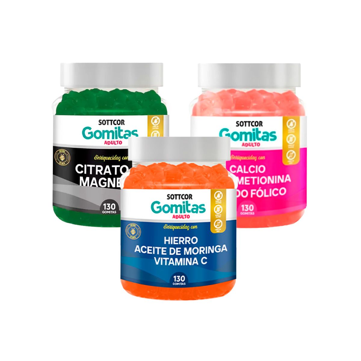 GENERICO - Pack Gomitas Calcio + Citrato de Magnesio + Hierro SOTTCOR ADULTOS