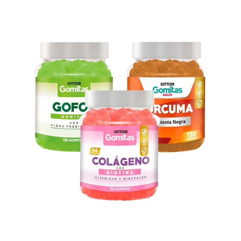 Mega Combo Gomitas Gofos Colágeno Cúrcuma SOTTCOR ADULTOS