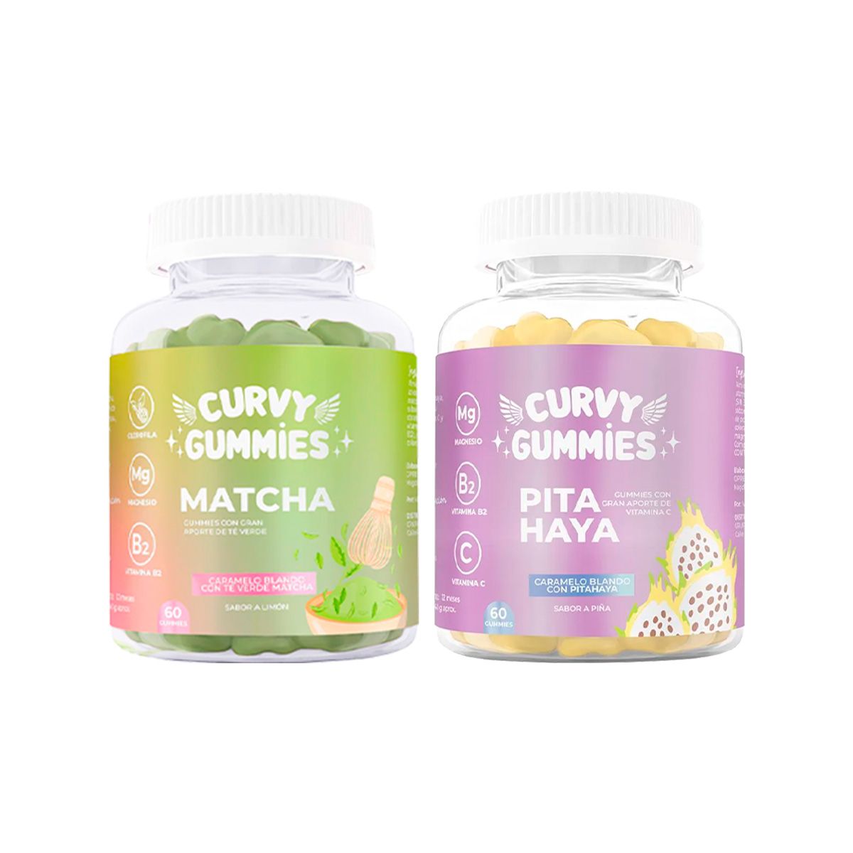 GENERICO - Pack Curvy Gummies Matcha 60 gomitas + Pitahaya 60 Gomitas