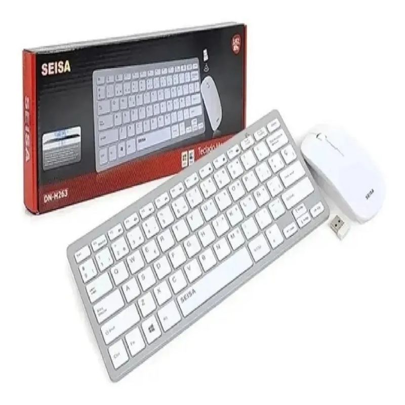 SEISA - Kit Teclado y Mouse Inalámbrico USB Color Blanco Seisa DN-H263