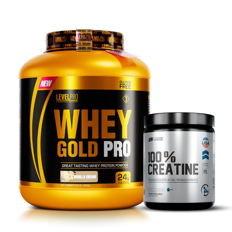 LEVEL PRO - Whey Gold Pro 3 kg Vainilla + Creatina Universe nutrition 250 g